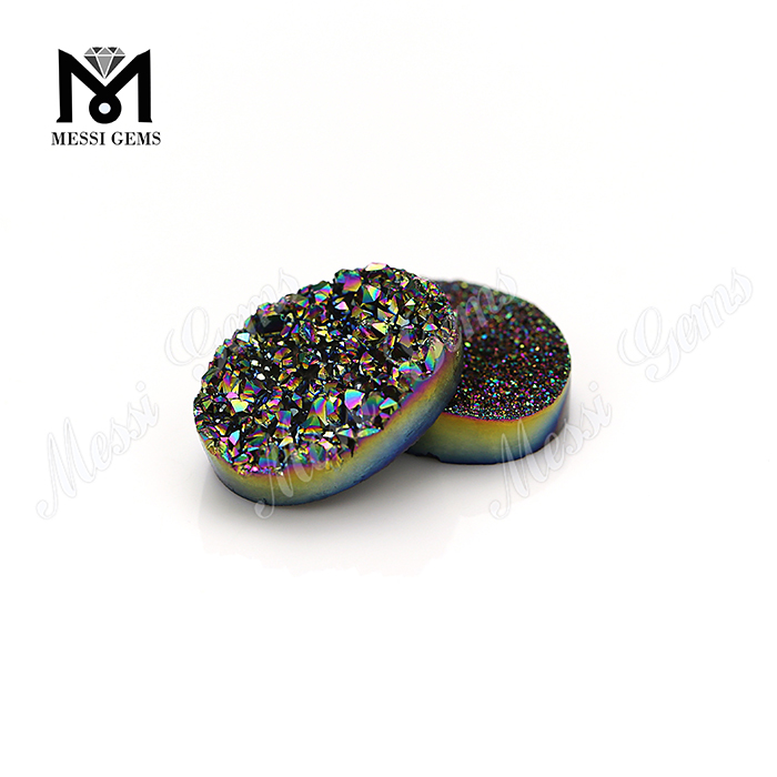 Druzy-Achat-Steine ​​in Regenbogenfarbe, ovale Form