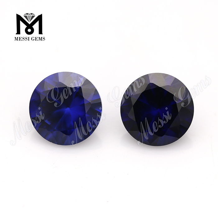 Großhandel 34 # blaue runde Form 9 mm Korund synthetischer Rubin