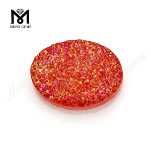 Fabrikpreis Rote Farbe Ovale Form Natürlicher Druzy-Achat-Cabochon-Stein