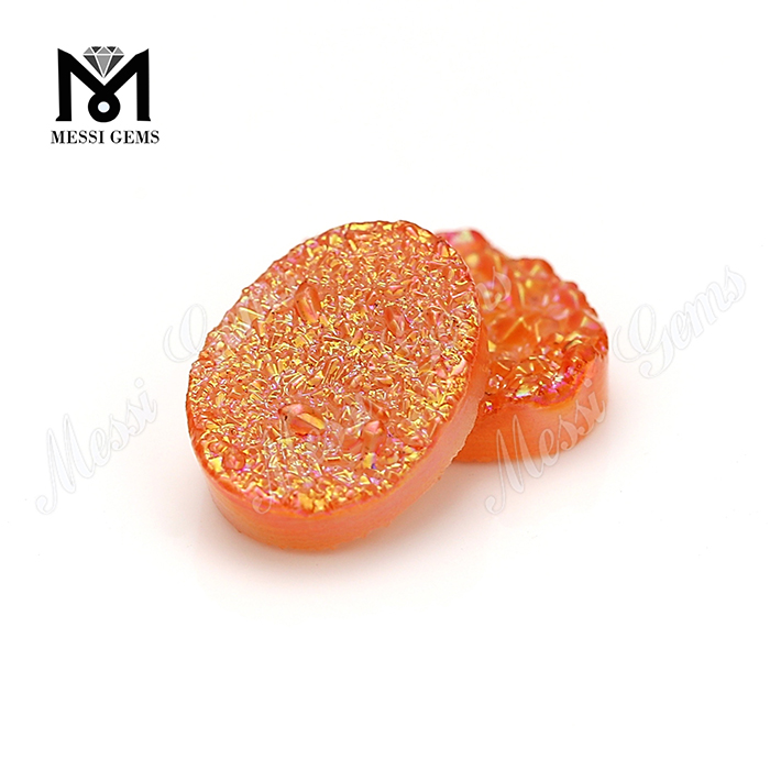 Ovale Form, orange Farbe, natürliche Druzy-Achat-Edelsteine