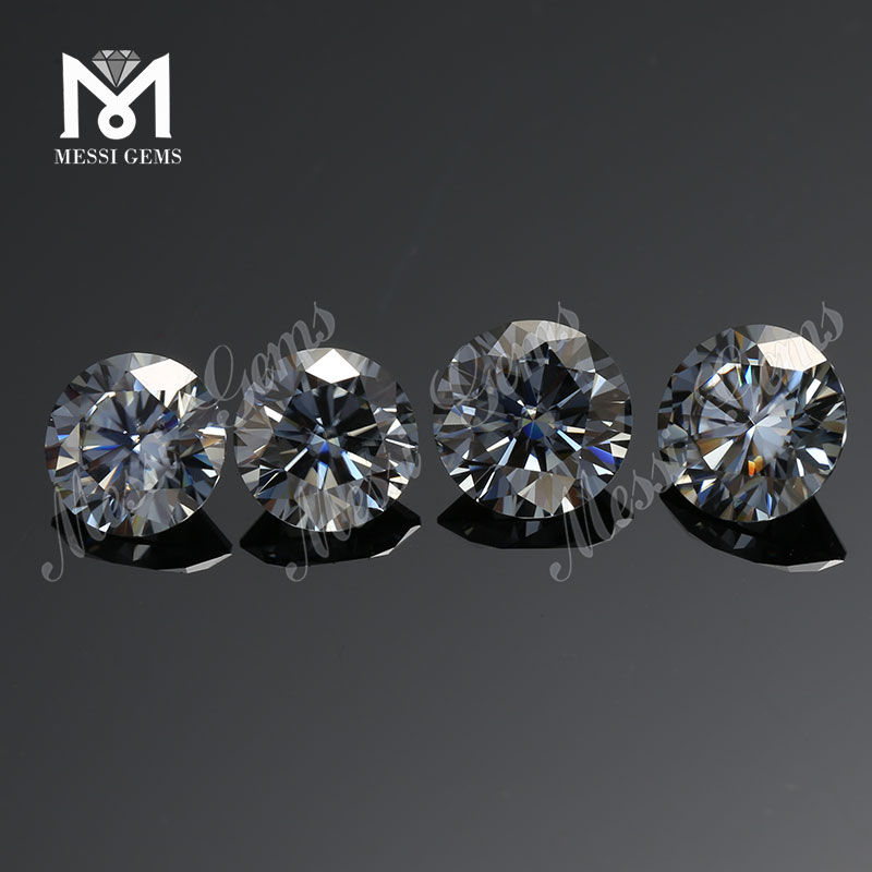 Grauer runder synthetischer 6,5 mm grauer Moissanit-Diamantstein im Brillantschliff für Ring
