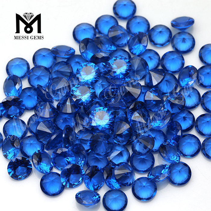 Großhandel runde Form 119 # synthetischer 10 mm blauer Spinell-Edelstein
