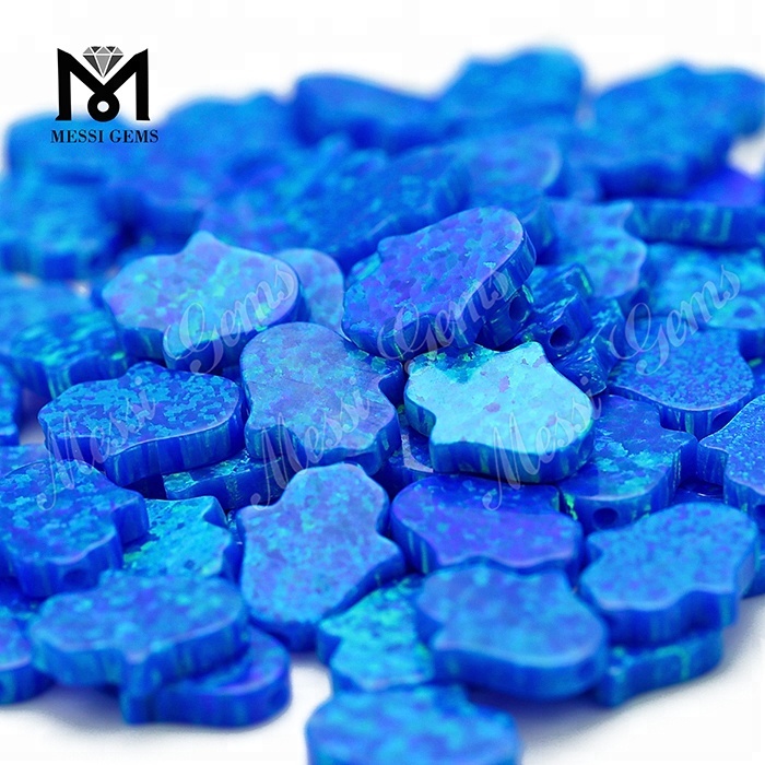 Blau 11 x 13 x 2,5 mm Im Labor hergestellter synthetischer Opal-Hamsa-Stein