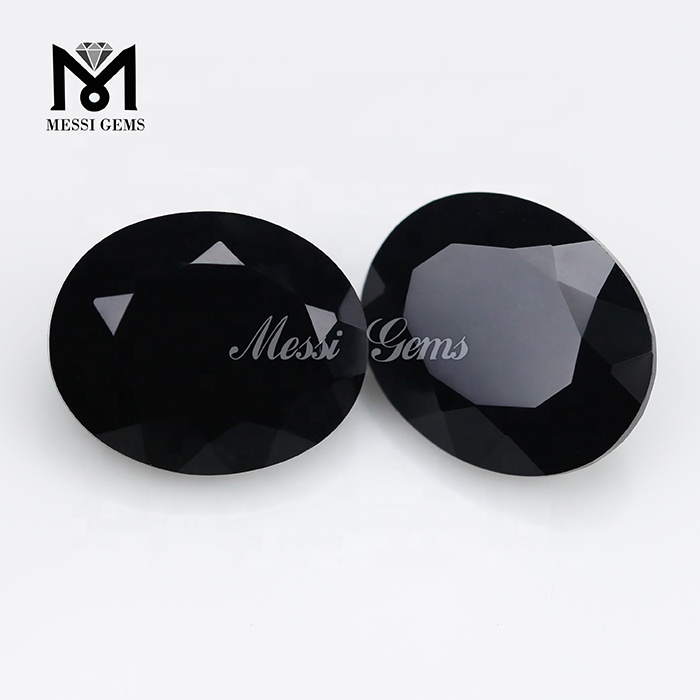 7x9mm China Ovalschliff schwarze Farbe Glasstein Edelsteine