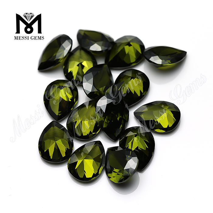 Lose Wuzhou Großhandel Olive 5x7mm Birnenschliff synthetischer Zirkonia