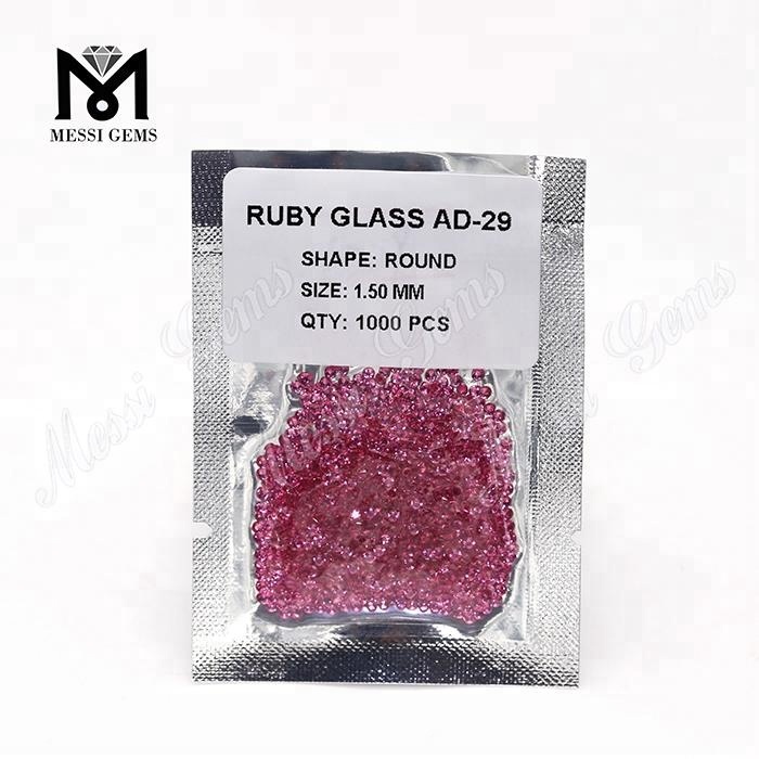 Fabrik-günstiger Preis-runder 1.5mm Rubin-Farben-Glasstein