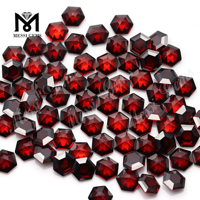 Sechseckige Steine, synthetische Zirkon-Diamantsteine ​​in Granatfarbe
