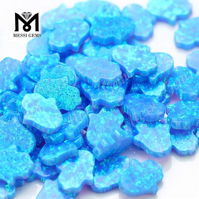 Im Labor hergestellte synthetische lose 11 x 13 x 2,5 mm blaue Opal-Hamsa-Edelsteine