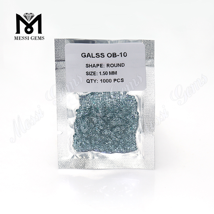 Hochwertige blaue Farbe, kleine Größe, rund, 1,5 mm Glasstein