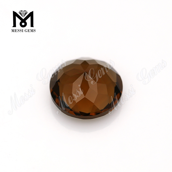 große 12 mm Cognac-Quarz facettierte runde Glassteine