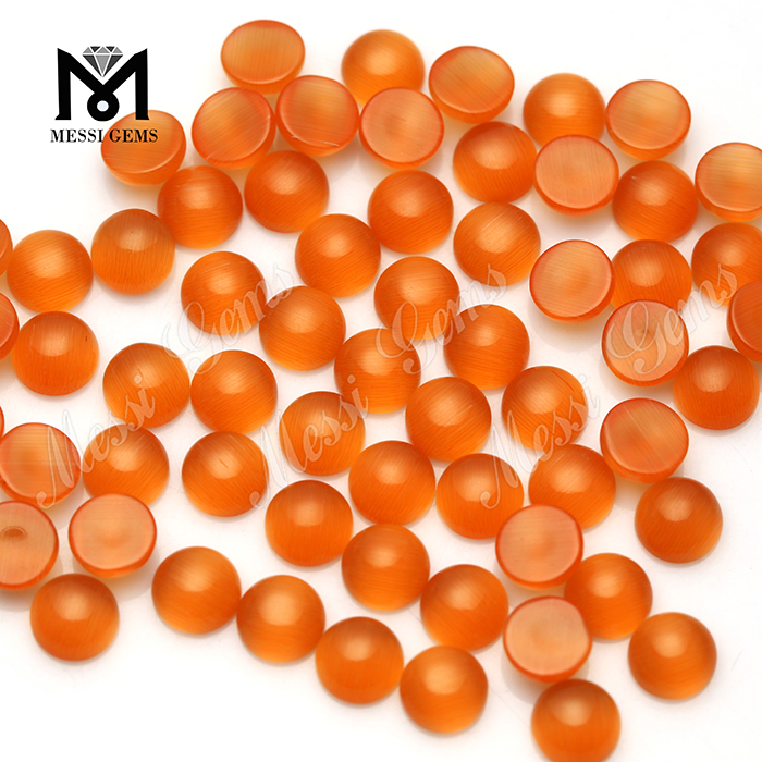8,0 mm orangefarbener runder Cabochon-Chrysoberyl-Katzenaugenglas-Edelstein