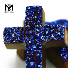 Großhandel Kreuzform natürlichen blauen Achat Druzy Stein aus China