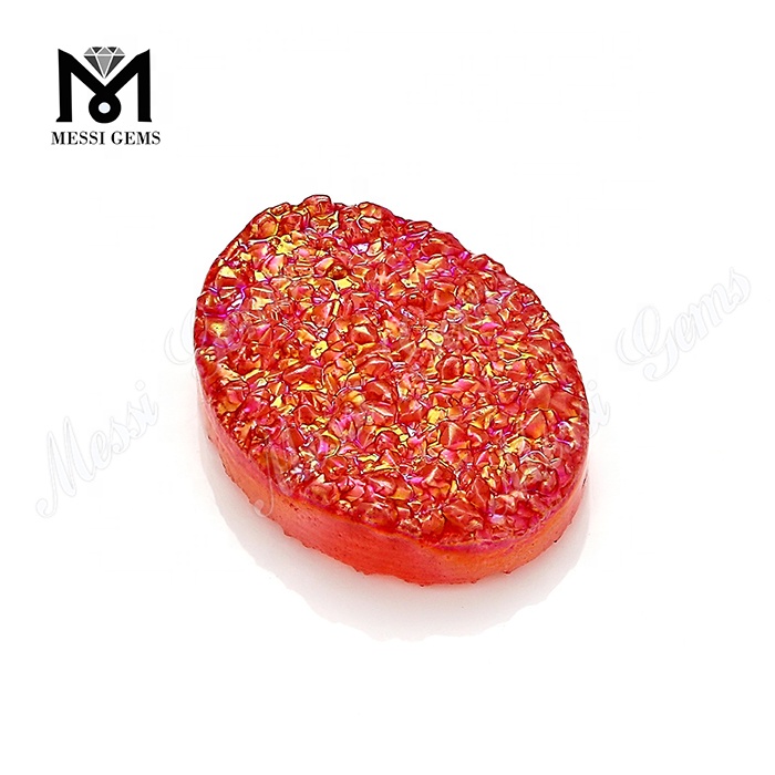 Fabrikpreis Rote Farbe Ovale Form Natürlicher Druzy-Achat-Cabochon-Stein