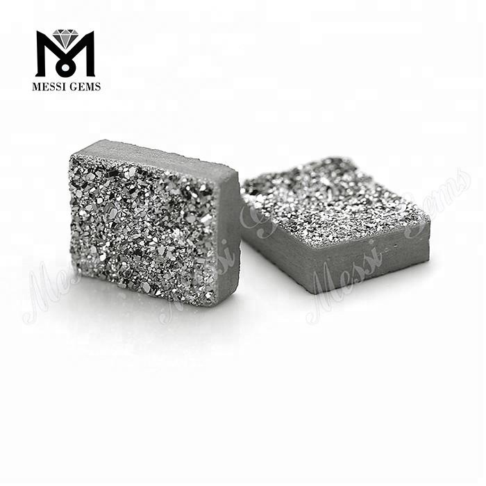 natürliche Drusen-Geode Silber Drusensteine ​​in Baguette-Form