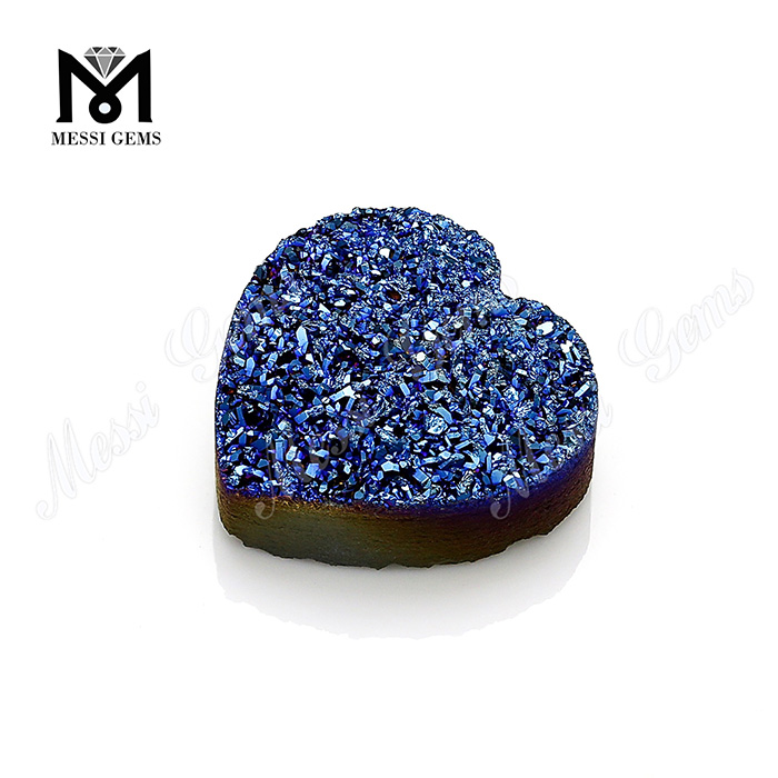 Natürliche Druzy-Herzform 12 x 12 mm blauer Druzy-Achat-Stein lose