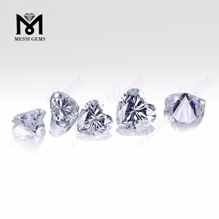Top maschinengeschliffener, klarer, weißer Moissanit-Diamantstein, herzförmige, lose Moissanit-Steine