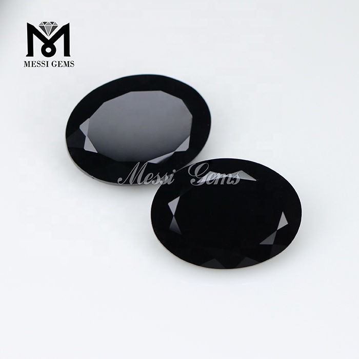 7x9mm China Ovalschliff schwarze Farbe Glasstein Edelsteine