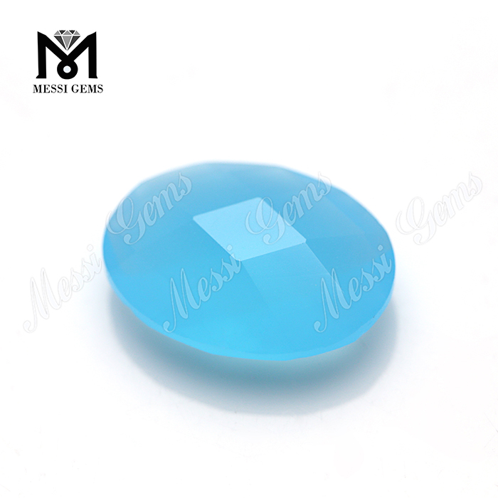 opalblaue, kissenförmige Dekorationssteine ​​aus Glas