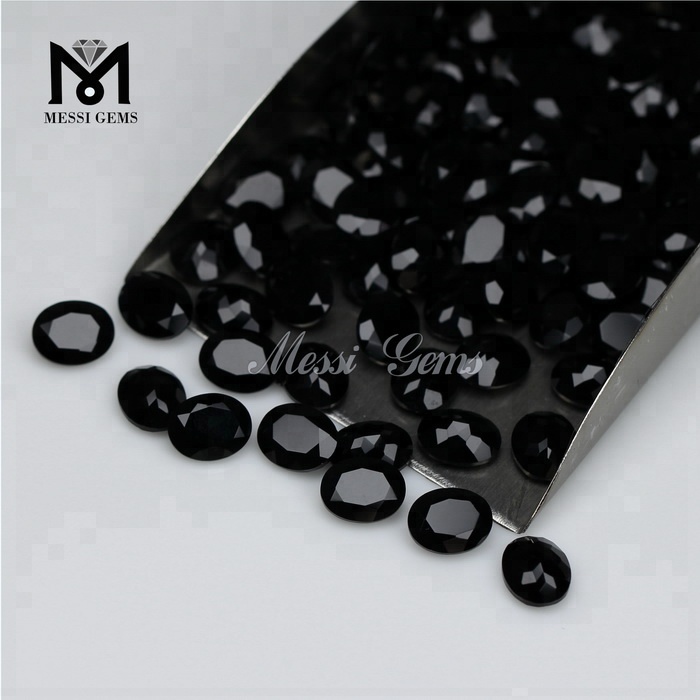 Großhandels-Ovalschliff 8 * 10 mm natürlicher schwarzer Achat-Steinpreis