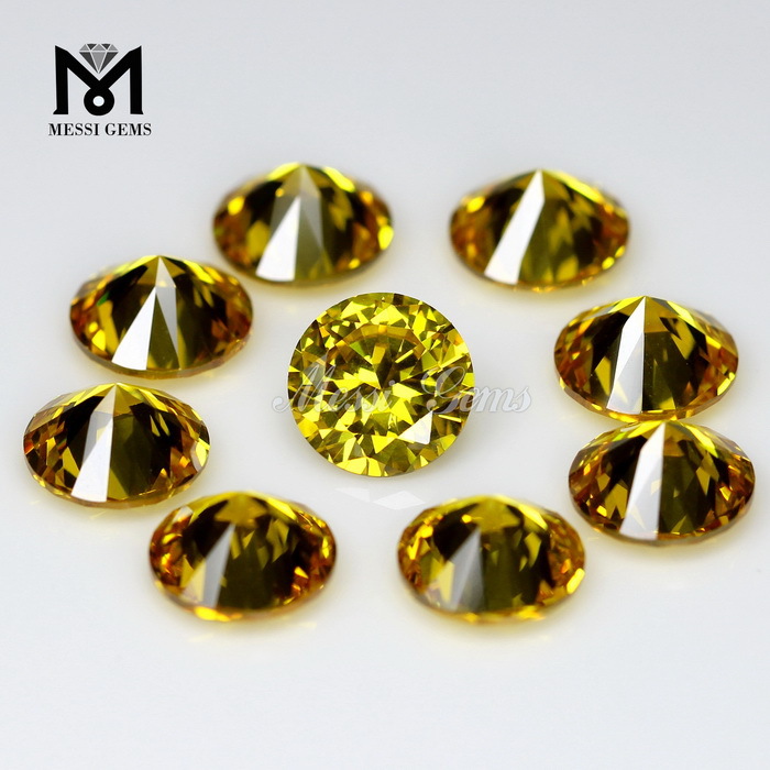 Synthetischer Zirkonia-Edelstein mit goldgelbem, rundem Diamantschliff
