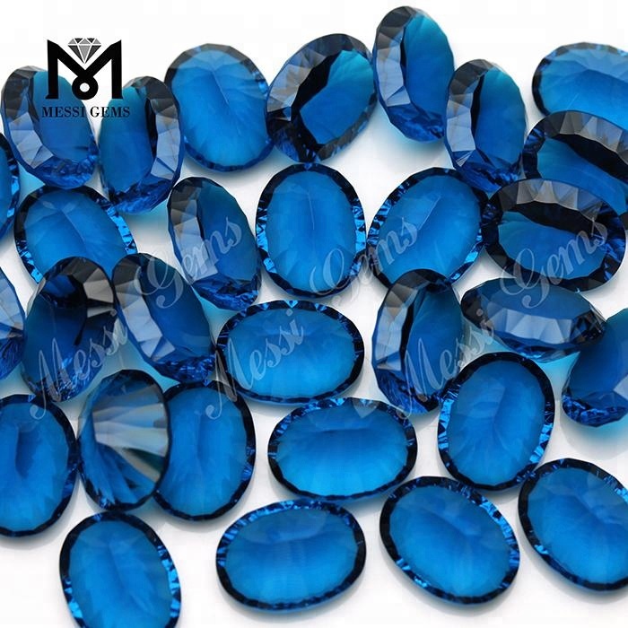 Großhandel 15 x 20 synthetischer konkav geschnittener blauer Glasedelstein