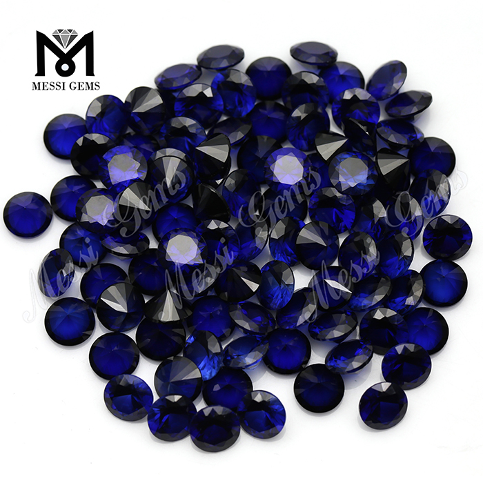 Großhandel 34 # blaue runde Form 9 mm Korund synthetischer Rubin