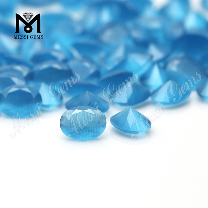 Wuzhou runder Kristall Katzenauge blauer Glasstein