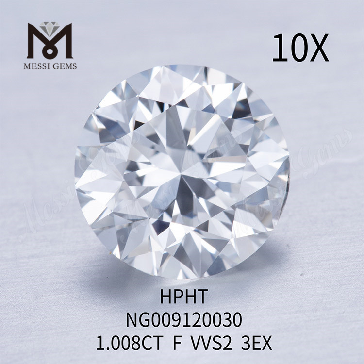 1,008 ct runder, im Labor hergestellter Diamant VVS2 F in runder Form