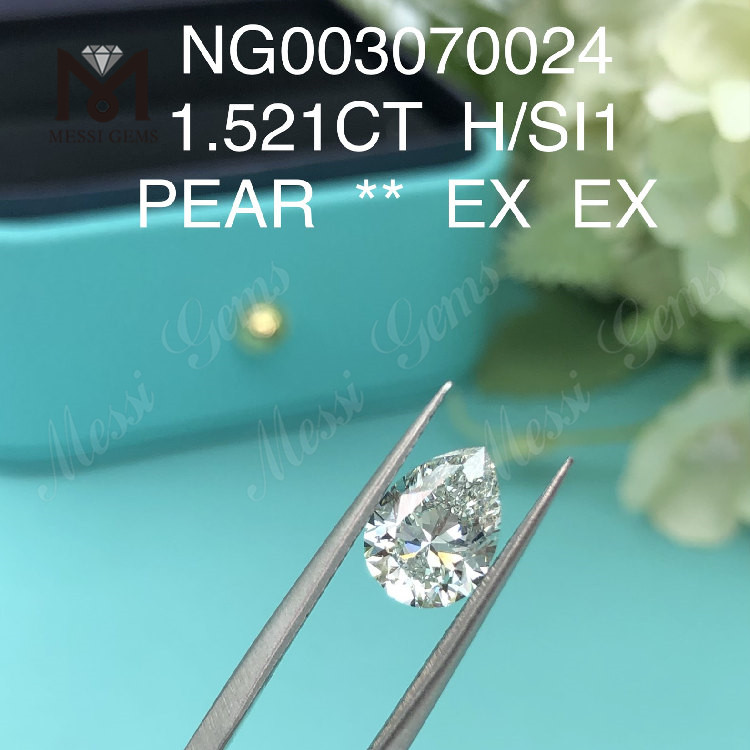 H SI1 PEAR, im Labor gezüchtete Diamanten, 1,521 ct