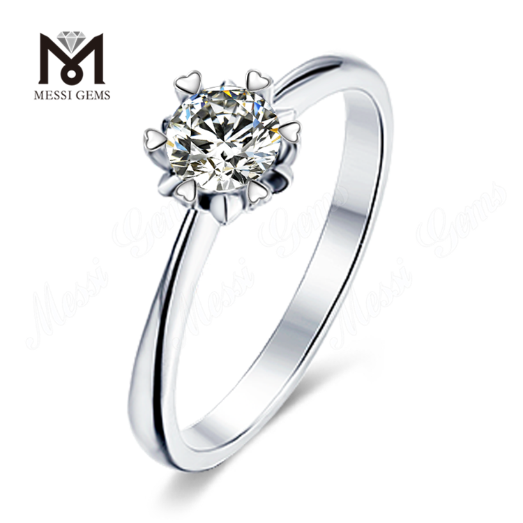 Messi Gems Einzelring aus 1 Karat Moissanit-Diamant, zierlicher Ring aus 925er Sterlingsilber