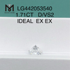 1,71 Karat D VS2 IDEAL, chinesische, im Labor gezüchtete Diamanten im Rundschliff im Angebot