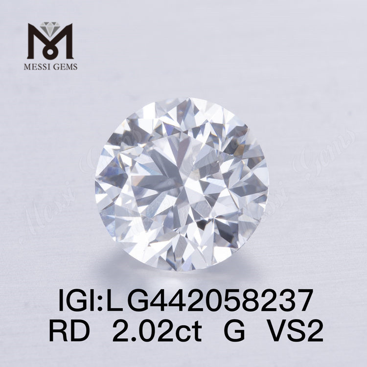 2,02 ct G VS2 Lab Grown Diamonds Round Cut lose synthetische Diamanten IGI