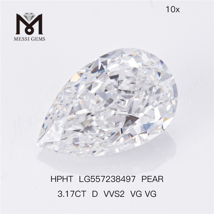 3,17 CT D VVS2 VG VG PEAR, im Labor gezüchteter Diamant HPHT