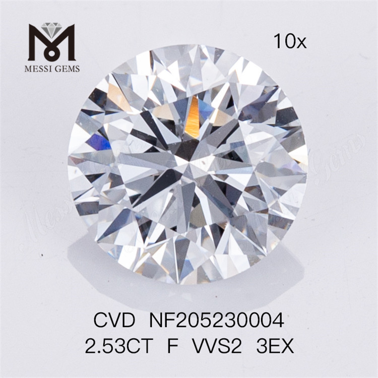 2,53 ct F VVS2 3EX runde Form, fabrikgefertigte Diamanten im Großhandel