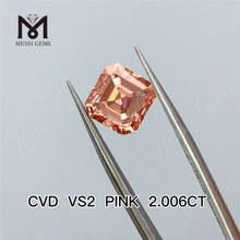 2,006 ct rosafarbener Asscher-Schliff, im Labor gezüchtete Diamanten, Großhandelspreis, rosafarbener Labordiamant, günstig