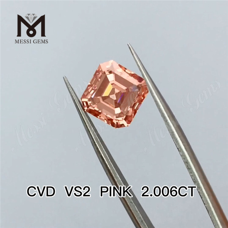 2,006 ct rosafarbener Asscher-Schliff, im Labor gezüchtete Diamanten, Großhandelspreis, rosafarbener Labordiamant, günstig
