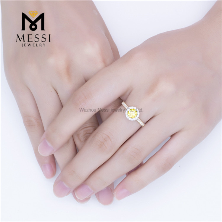 Gelber Moissanit-Ehering DEF Moissanit-Verlobungsring für Frauen