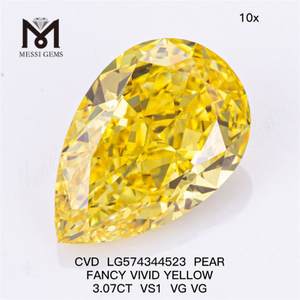 3,07 CT VS1 VG VG PEAR Fancy Vivid Yellow Cvd Diamond CVD LG574344523 