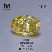 1,72 ct FVY OVAL BRILLIANT-Schliff SI1-Diamant aus dem Labor
