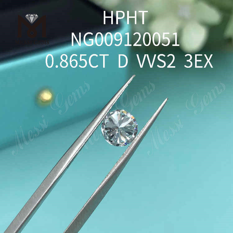 0,865 CT RD weiße VVS2 3EX im Labor hergestellte Diamanten