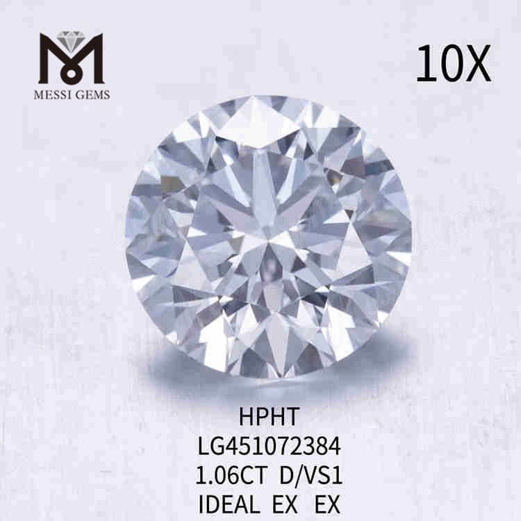 1,06 ct D künstlicher Diamant VS RD loser, im Labor gezüchteter Diamant HPHT