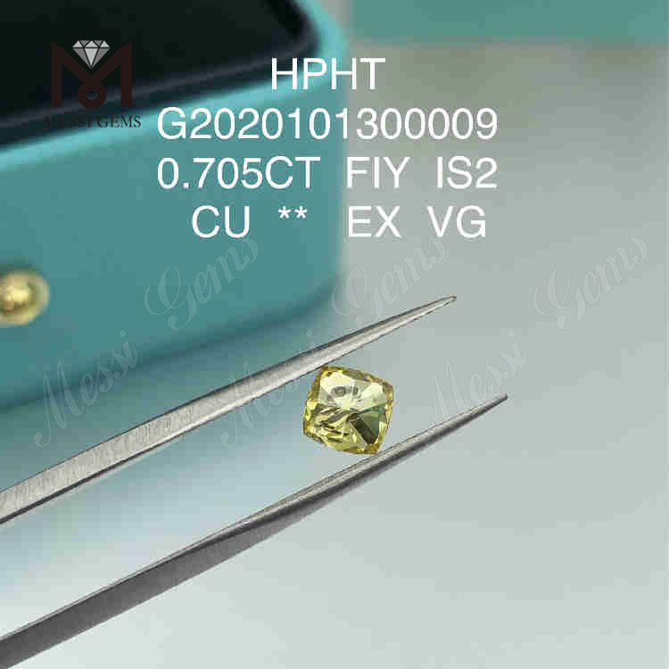 0,705 ct FIY von Menschen geschaffene Diamanten im Kissenschliff SI2