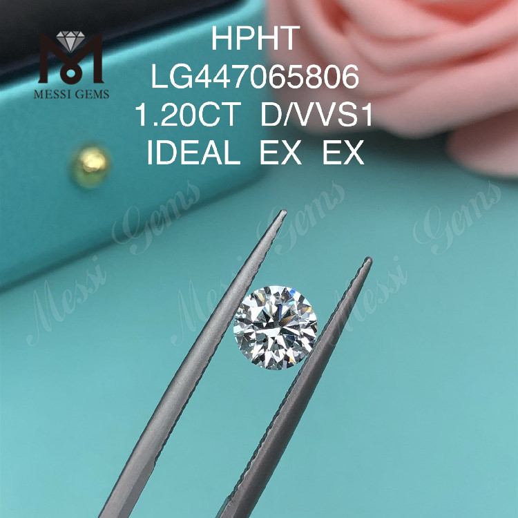 1,20 Karat D VVS1 runde HPHT-Labordiamanten im BRILLIANT-IDEAL-Schliff
