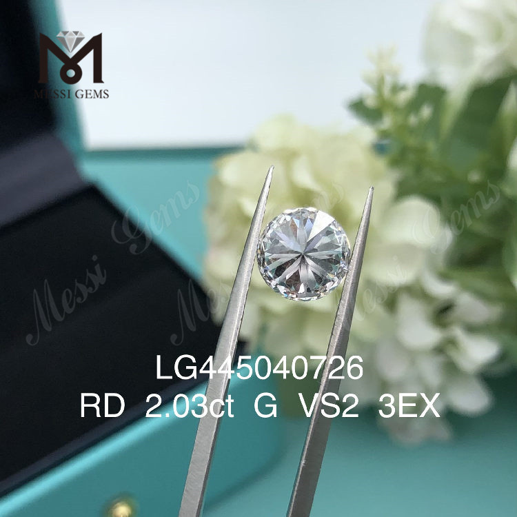 2,03 Karat G VS2 EX-Schliff, runde, im Labor gezüchtete Diamanten
