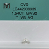 1,54 Karat G VS2, im Labor hergestellter Diamant im Prinzessschliff VG