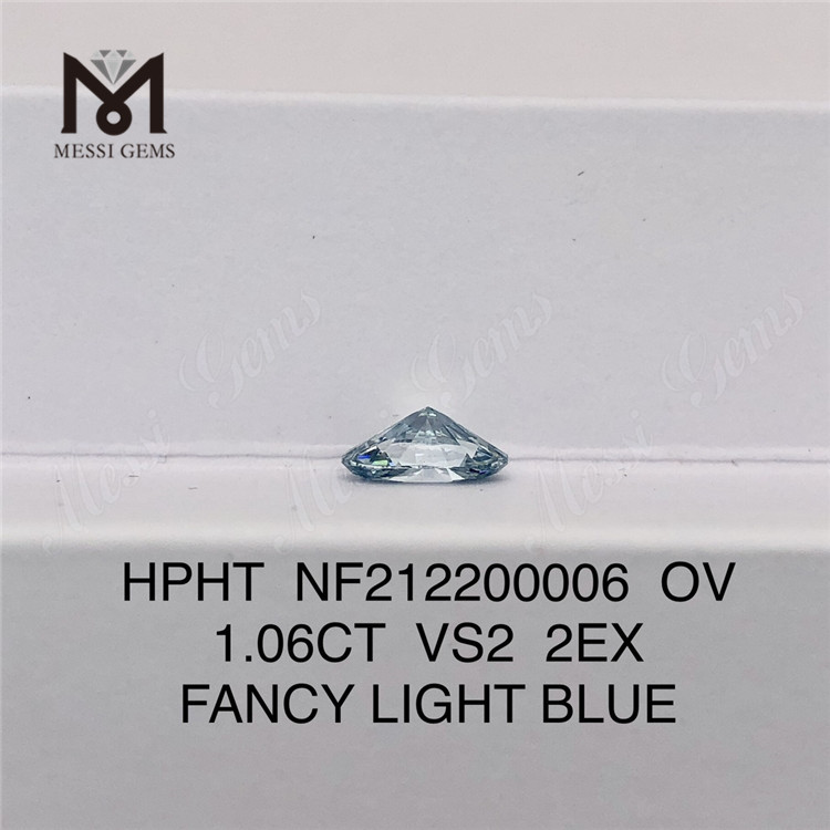 NF212200006 OV 1.06CT VS2 2EX FANCY LIGHT BLUE HPHT synthetische Diamanten