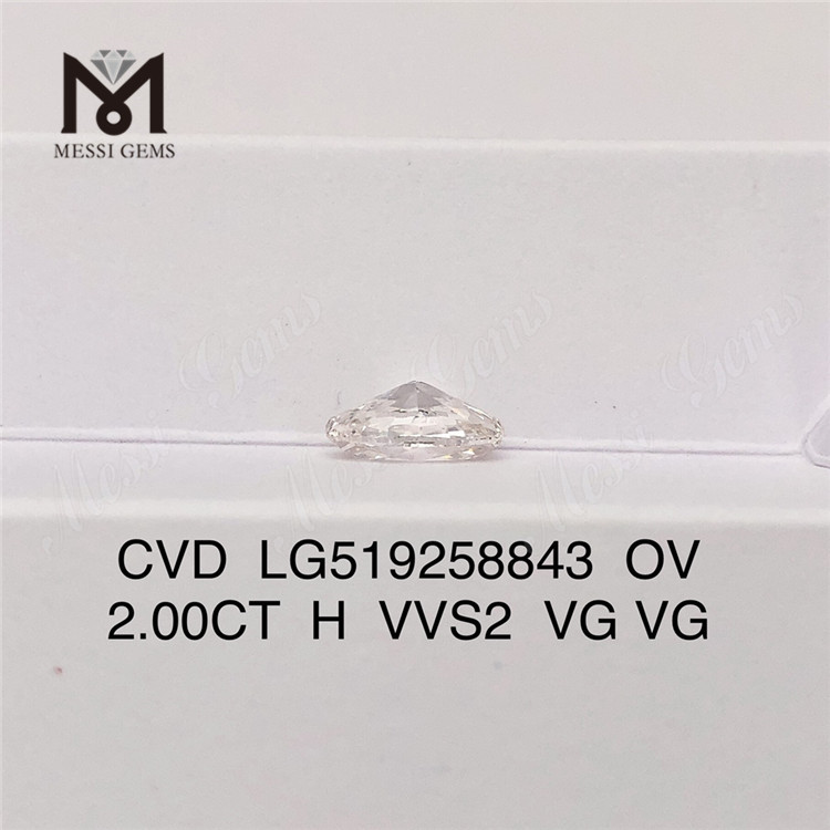 2,00 ct ovaler H-Farbton HPHT vs. synthetischer Diamant VG VG