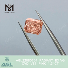 1,34 ct Fancy Pink lose künstliche Diamanten im Radiant-Schliff CVD-Diamant zum Verkauf