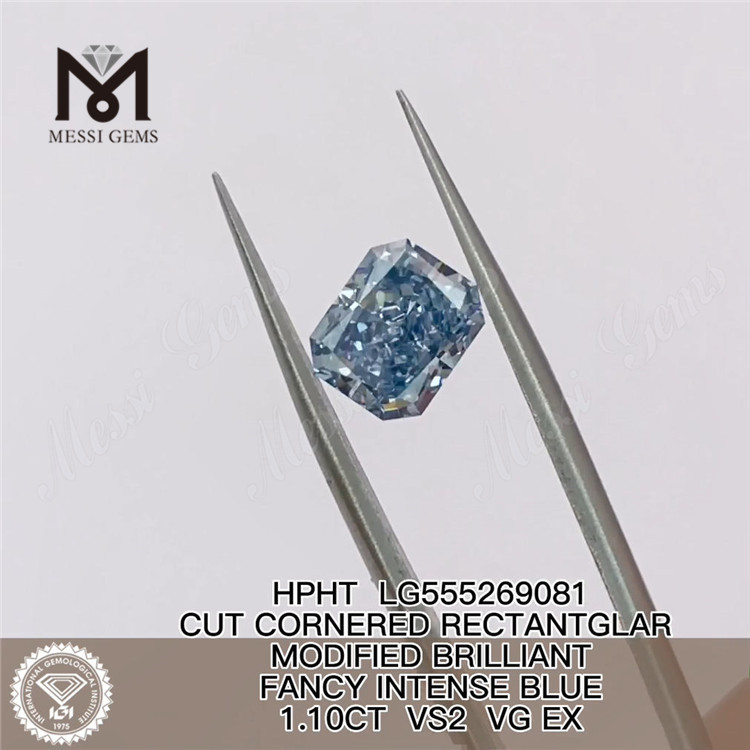 1,10 CT HPHT RECTANTGLAR FANCY INTENSE BLUE VS2 VG EX im Labor gezüchteter Diamant LG555269081