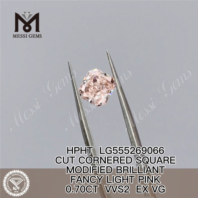 0,70 CT HPHT SQUARE FANCY LIGHT PINK VVS2 EX VG im Labor gezüchteter Diamant LG555269066 